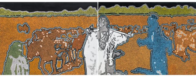 Sidy Diallo Points et Iténeraire 1 and Points et Iténeraire 2, 2013. Acrylic and Pastel on canvas (diptych), Each: 200 x 150 cm