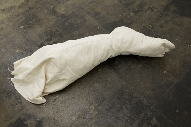 Jared Ginsburg  Below the knee 2013, Canvas, Batting, 130 × 45 × 22 cm 