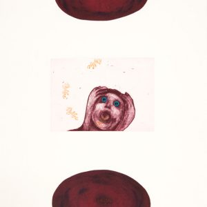 Penny Siopis, Shame Pools, 2004. A three plate, colour etching with collaged found plastic objects on 300 gsm BFK Rives paper, 87 x 39.5 cm