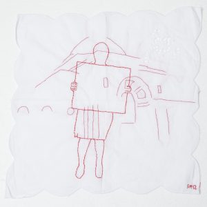 Senzeni Marasela, Untitled. Hand-stitched fabric, 39.4 x 39.5 cm