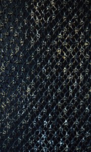 Pierre Fouché, Somewhere Else, 2014. Cotton rope, fabric dye, wood stain, glue size, enamel, 152 x 67 cm