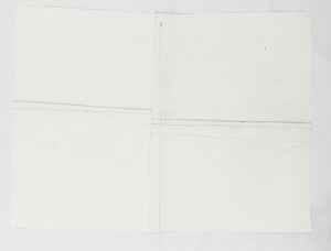 Jared Ginsburg, Backstitch (quadrants), 2015. Pencil and thread on paper; 64 x 82 cm