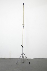 Jared Ginsburg, Studio companion, 2015. Music stand, bamboo, rubber, tape and mutton cloth; 185 x 35 x 30 cm