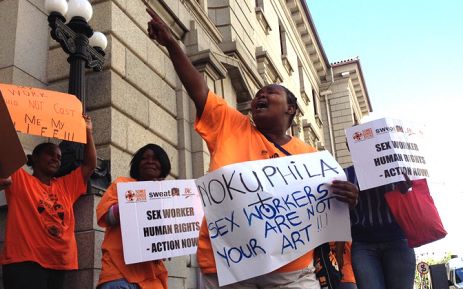 SWEAT protestors at the beginning of the trial in 2014 Picture: Aletta Harrison/EWN.