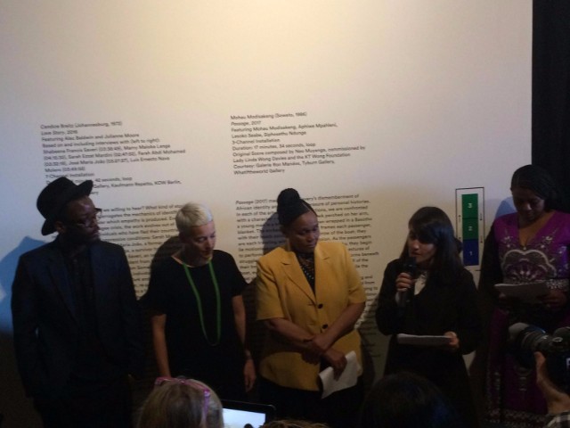 Lucy MacGarry saying some words at the opening event. Lucy and Musha Neluheni were the curators of this year's pavilion. Between 10and5 were also in Venice, check out their images of the opening <a href="http://10and5.com/2017/05/11/south-african-opens-2017-pavilion-venice-biennale/" target="_blank" rel="noopener noreferrer">here</a>.